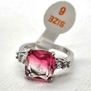 Pink Ombre Crystal Ring Sz 6